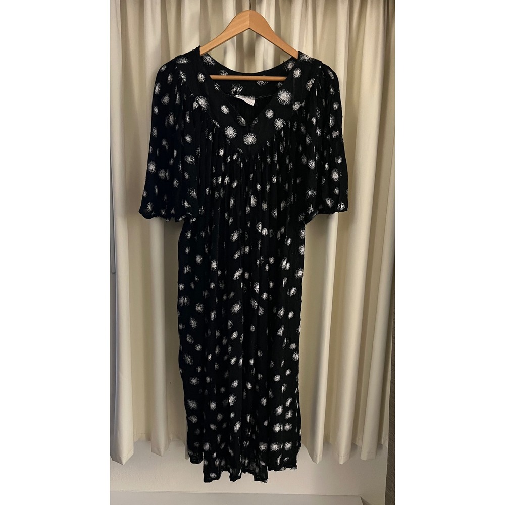 Güvenç Bürümcük Cotton Silk Embroidered Midi Dress